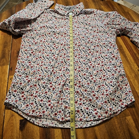 Denim & Flower Floral Blouse Button Down 100% Cotton Long Sleeve Womens Small - Picture 10 of 15